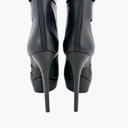 Gucci Helena Babylon Cutout Boots in Black Leather Size 36