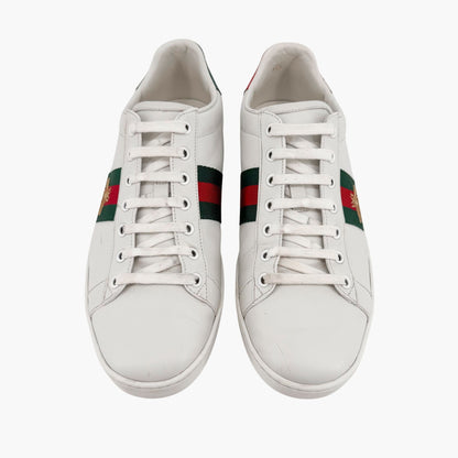 Gucci Ace Bee Sneakers in White Leather with Web Stripe – Size 41