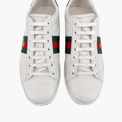 Gucci Ace Bee Sneakers in White Leather with Web Stripe – Size 41