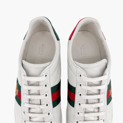 Gucci Ace Bee Sneakers in White Leather with Web Stripe – Size 41