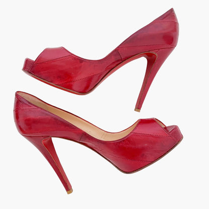 Christian Louboutin Very Prive 120 Pumps in Red Eel Size 38.5