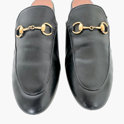 Gucci Princetown Horsebit Mule in Black Leather Size 37