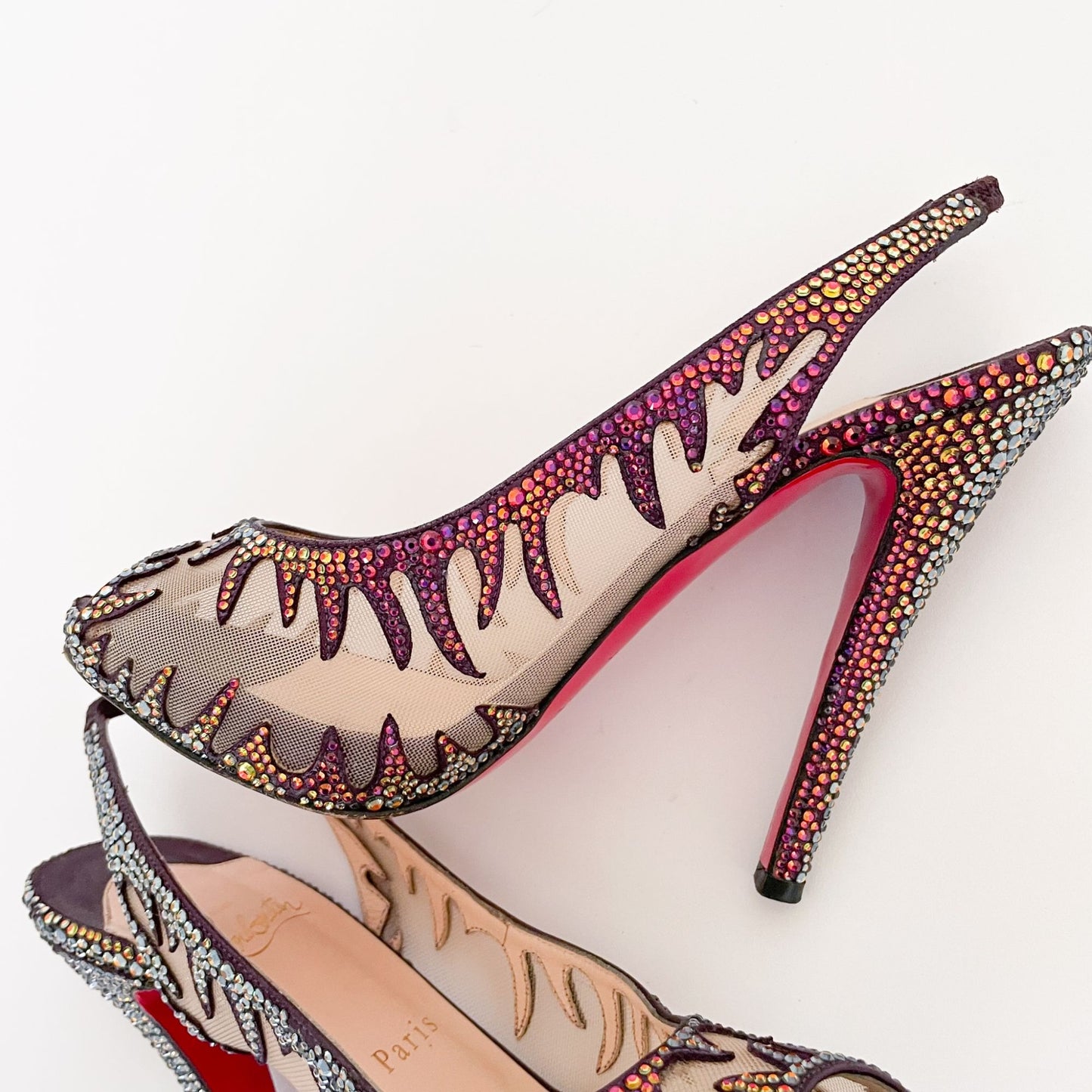 Christian Louboutin Maralena 120 Crystal-Embellished Pumps in Maroon Size 36.5