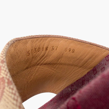 Gucci Angelina Platform Slide Sandals Beige GG Canvas Size 37