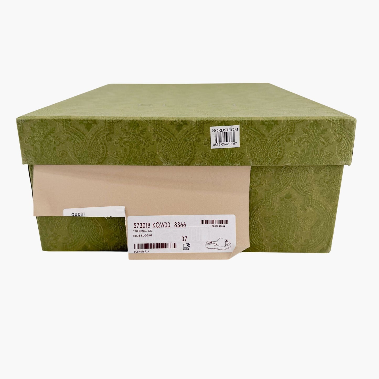 Gucci Angelina Platform Slide Sandals Beige GG Canvas Size 37