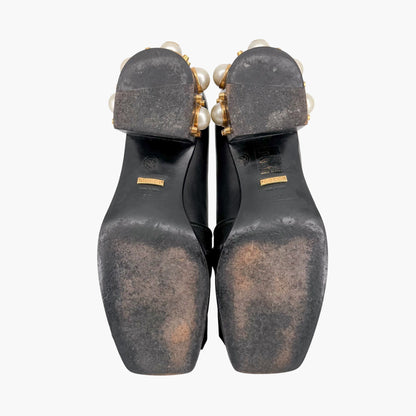 Gucci Lion Head Pearl Fringe Loafer Pumps Black Size 37