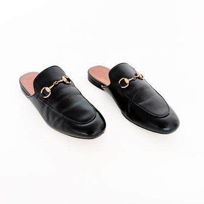 Gucci Princetown Horsebit Mule in Black Leather Size 37