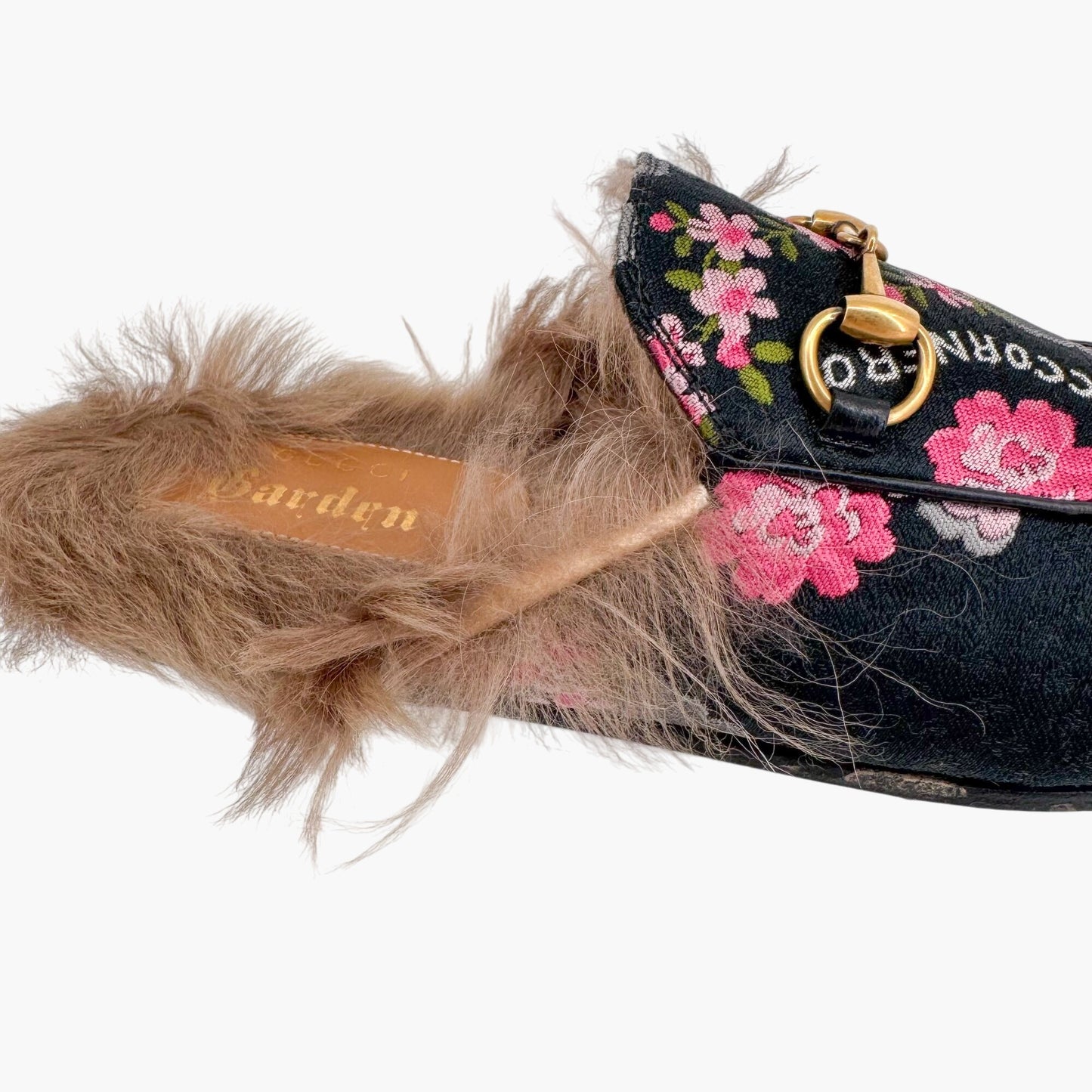 Gucci Garden Princetown Floral Mules with Shearling Lining – Size 37