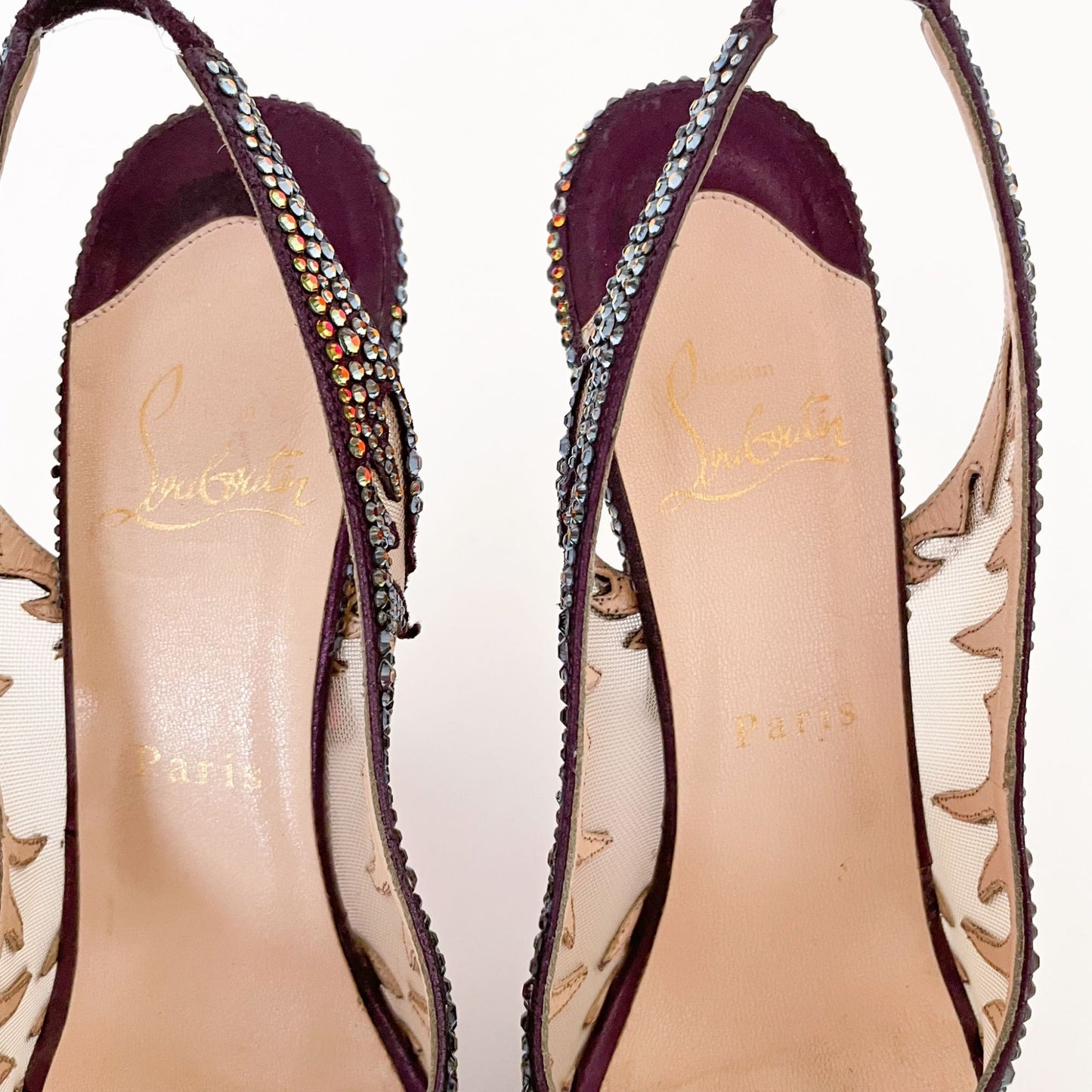 Christian Louboutin Maralena 120 Crystal-Embellished Pumps in Maroon Size 36.5