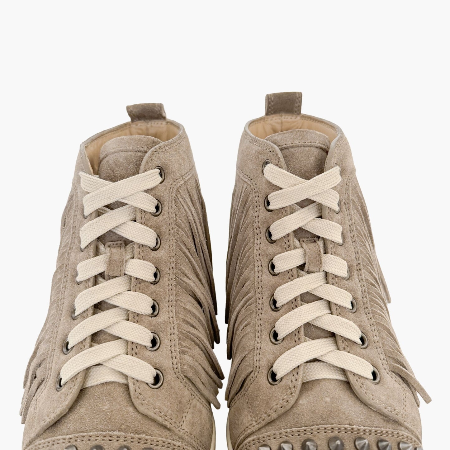 Christian Louboutin Coachelita Spikes Flat Sneakers in Beige Suede Size 39