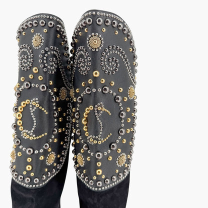 Christian Louboutin Alixos 55 Knee-High Boots in Black Suede & Leather – Size 40