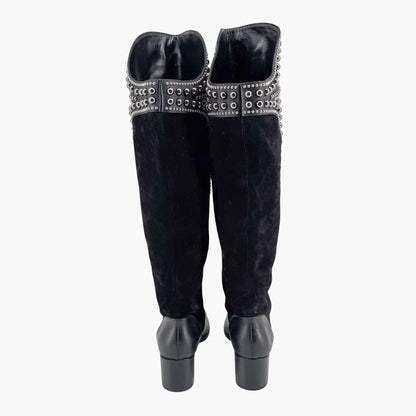 Christian Louboutin Alixos 55 Knee-High Boots in Black Suede & Leather – Size 40