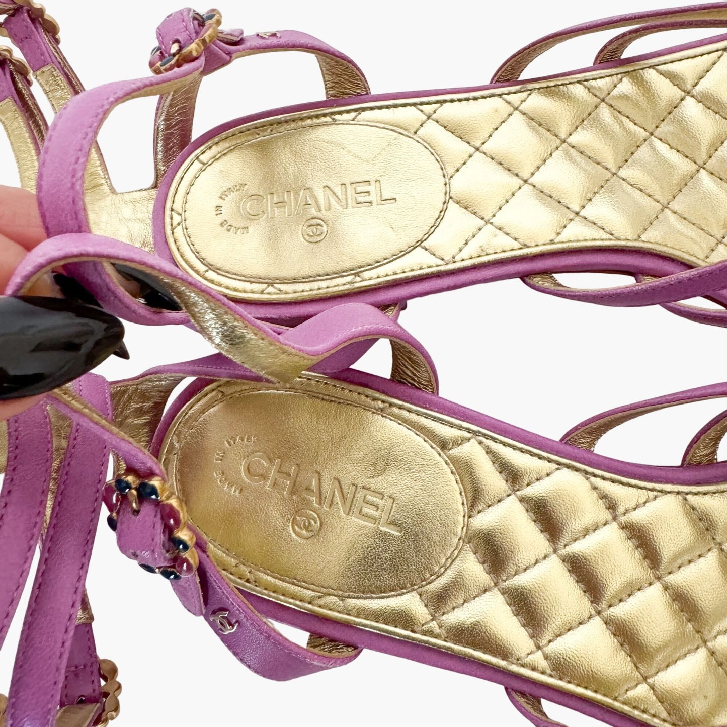 Chanel Toe Ring Gladiator Sandals in Purple Size 39