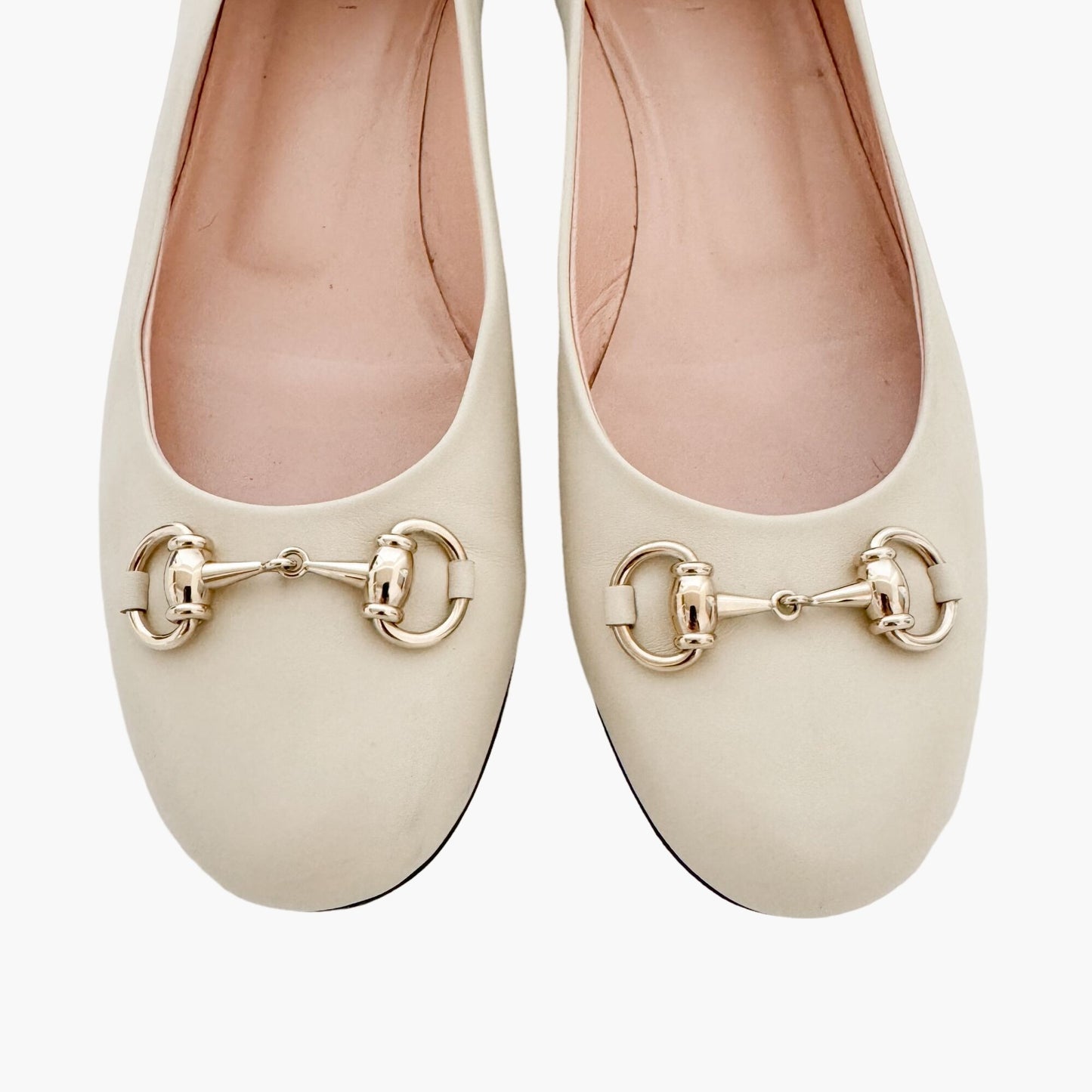 Gucci Horsebit Ballet Flats in White Leather Size 41