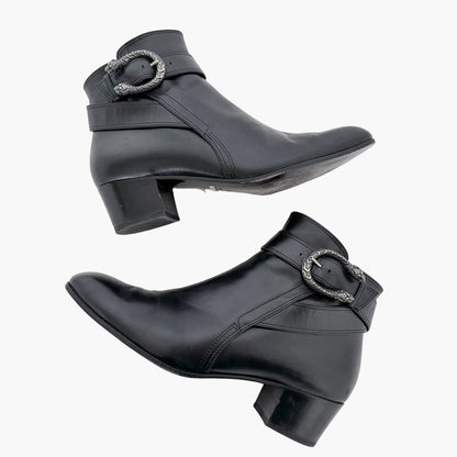 Gucci Dionysus Elizabeth Ankle Boots in Black Leather Size 41