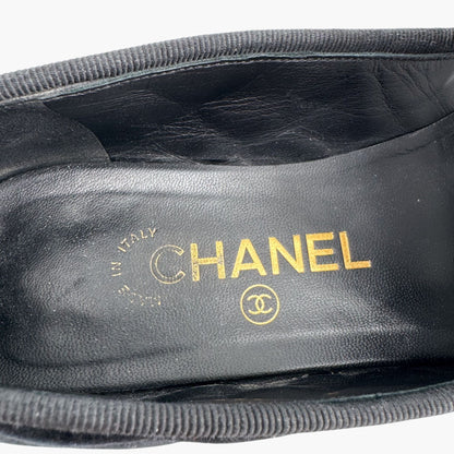 Chanel CC Cap Toe Quilted Loafers in Black Velvet Size 37.5