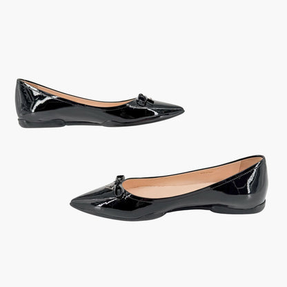 Prada Triangle Logo Ballet Flats Black Patent Size 36.5