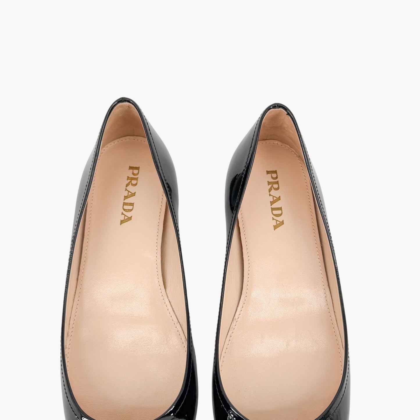 Prada Triangle Logo Ballet Flats Black Patent Size 36.5