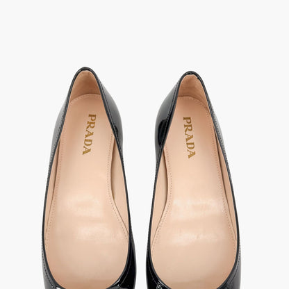 Prada Triangle Logo Ballet Flats Black Patent Size 36.5