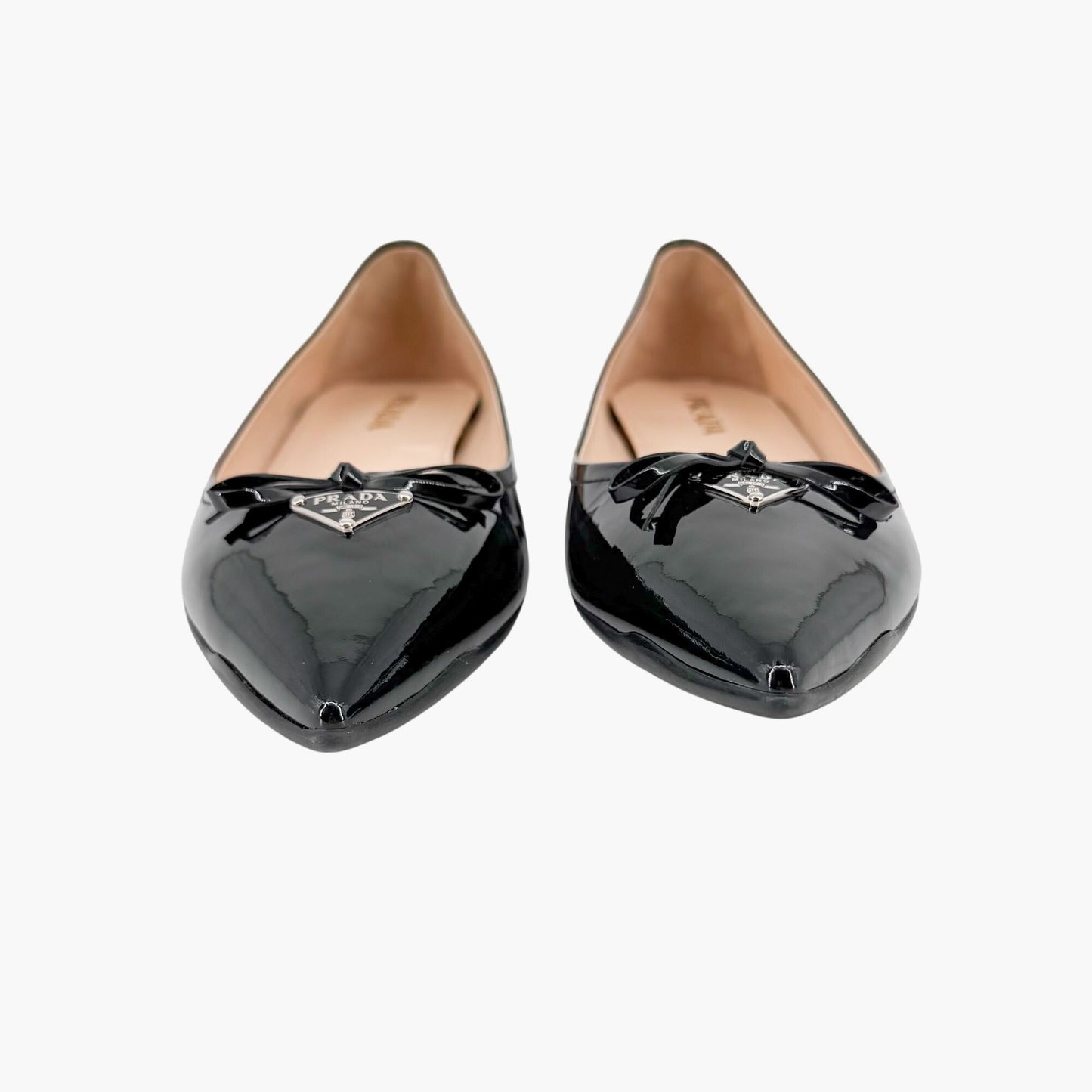 Prada Triangle Logo Ballet Flats Black Patent Size 36.5