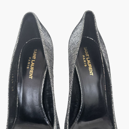 Saint Larent Opyum 110 YSL Heel Pumps in Metallic Silver Size 41