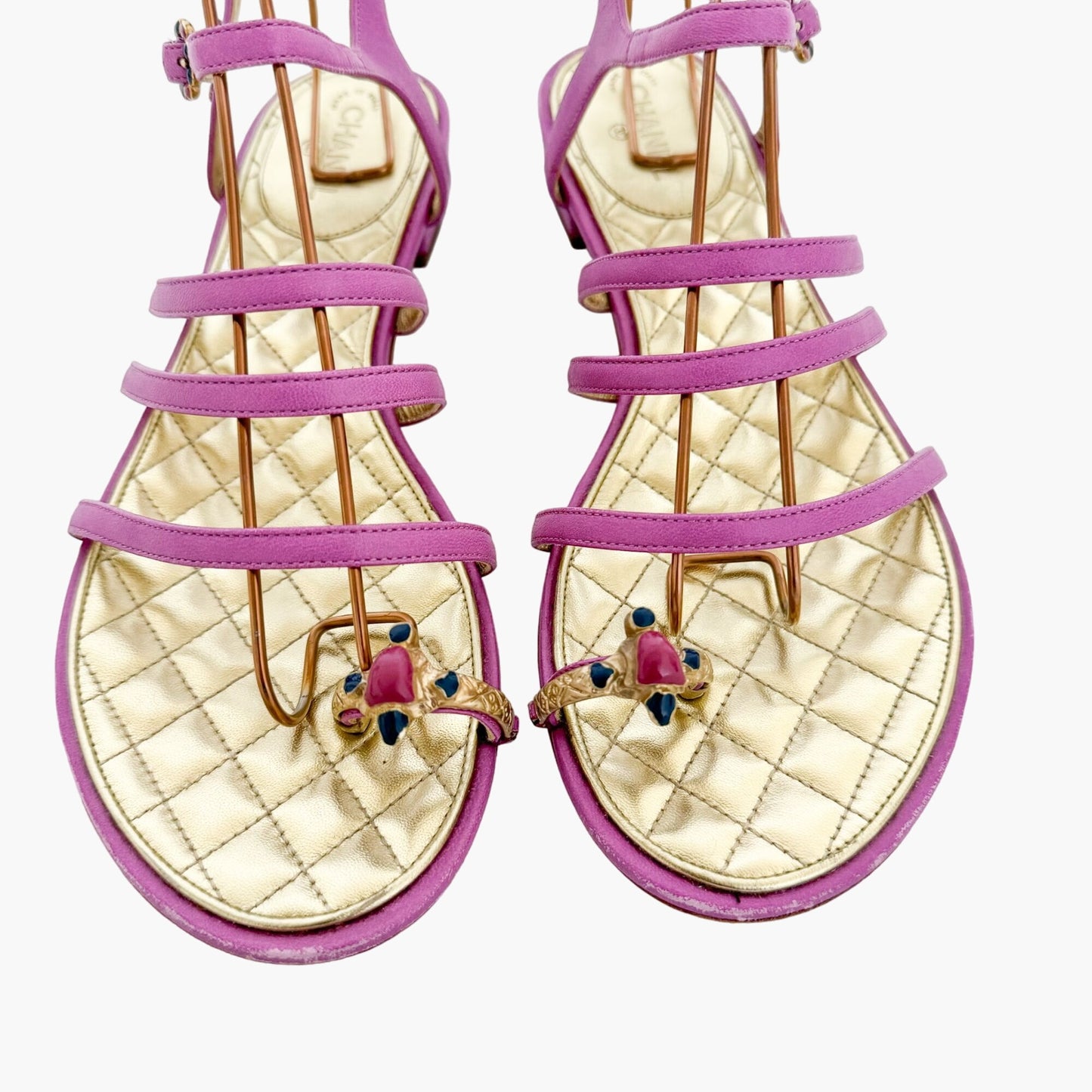 Chanel Toe Ring Gladiator Sandals in Purple Size 39