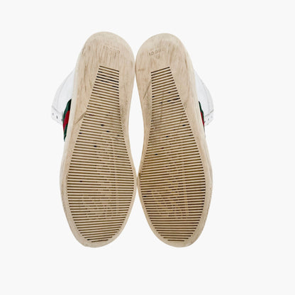 Gucci Coda High Top Web Stripe Sneakers in White Leather Size 37