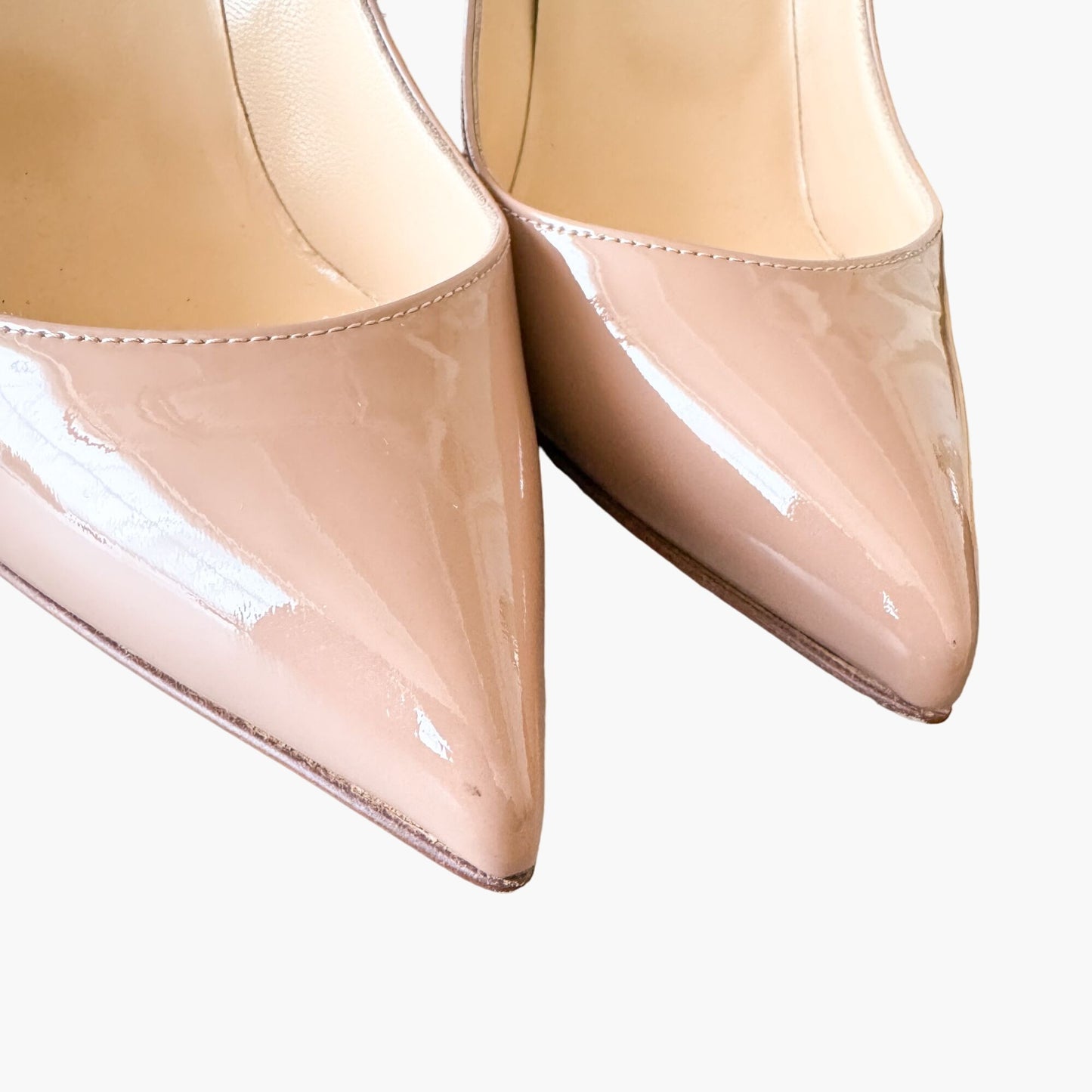 Christian Louboutin Pigalle Follies 100 Pumps in Nude Patent Size 38.5