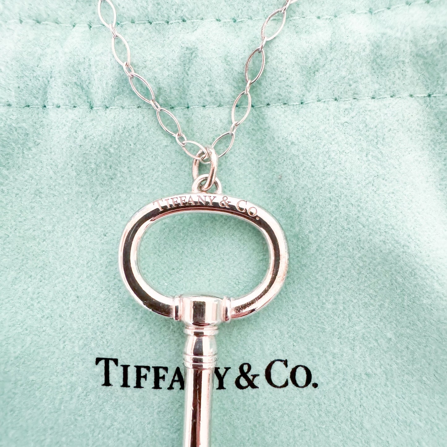 Tiffany & Co. Large Oval Key Pendant Necklace in Sterling Silver