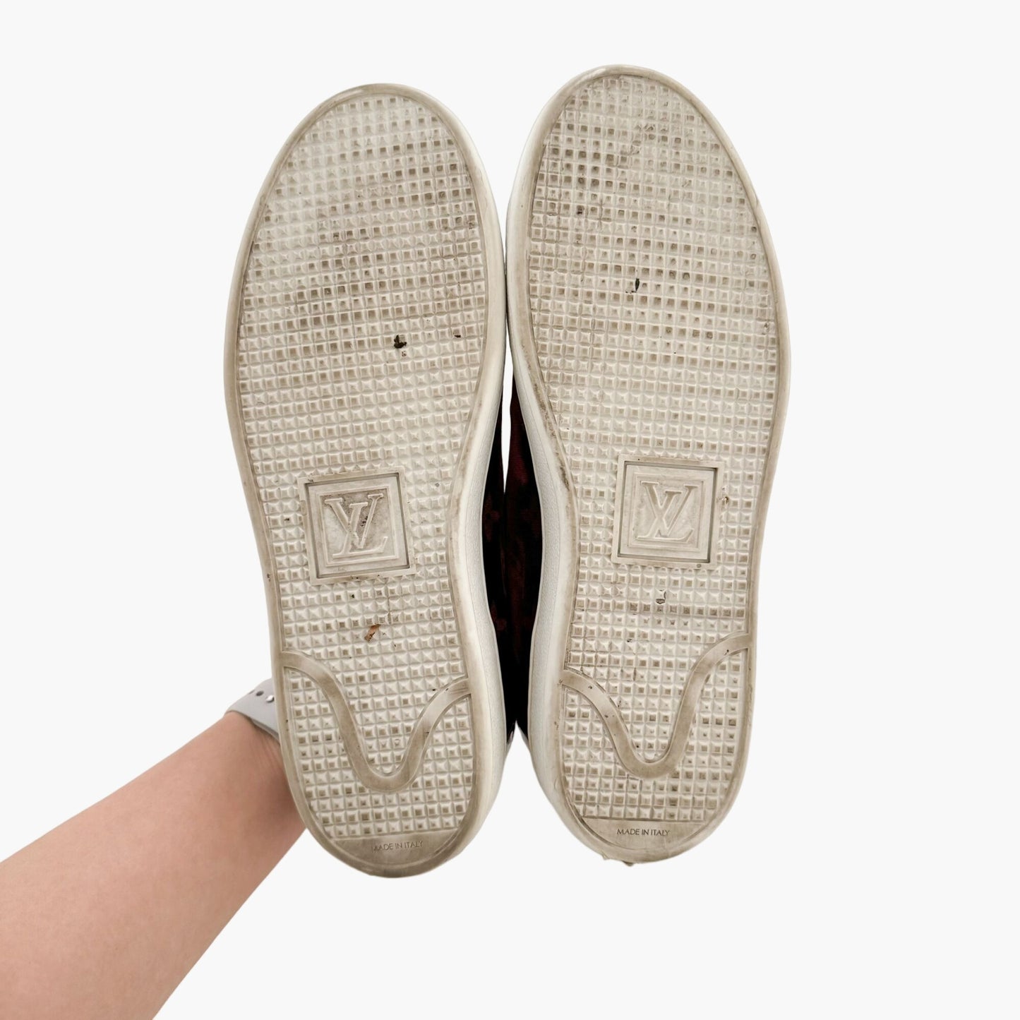 Louis Vuitton Frontrow Sneakers in Red Velvet Monogram Size 39