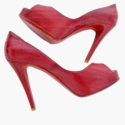 Christian Louboutin Very Prive 120 Pumps in Red Eel Size 38.5