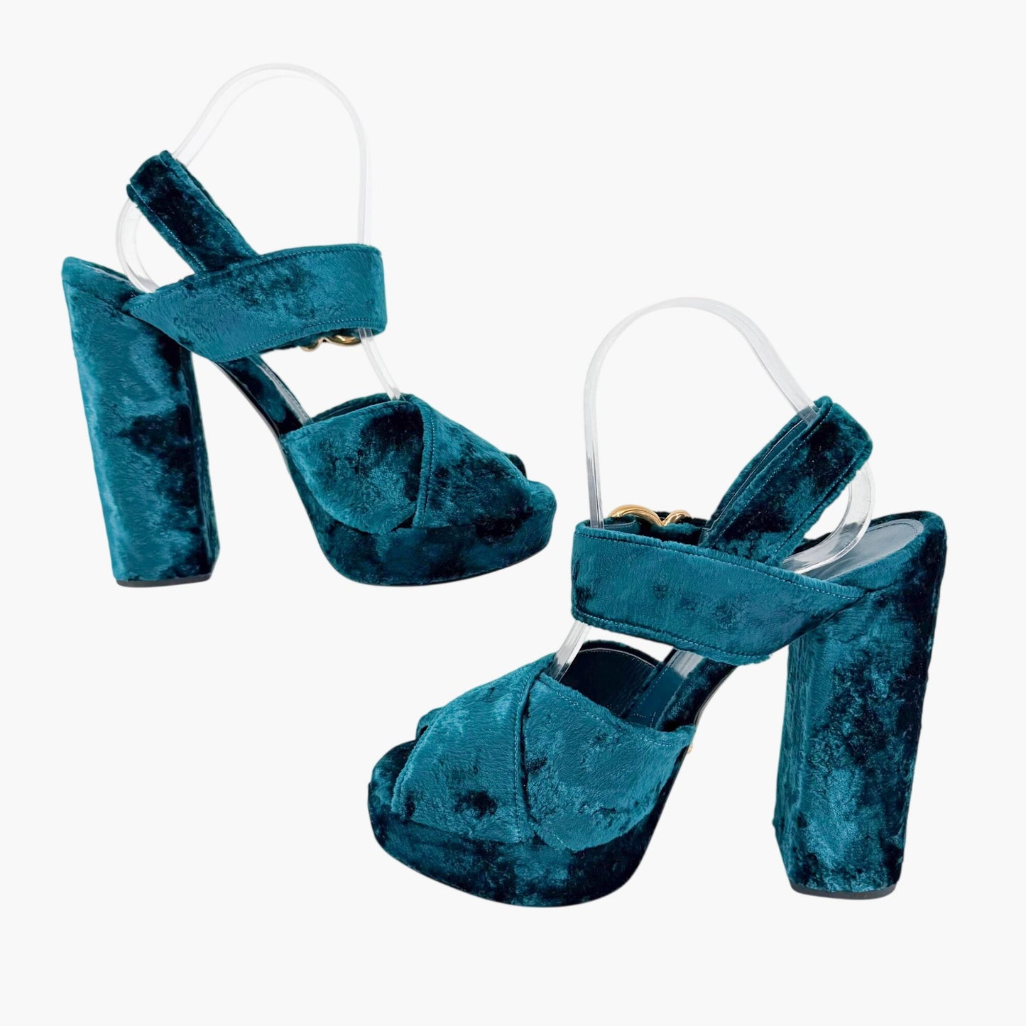 Prada Velvet Platform Sandals Blue Size 40