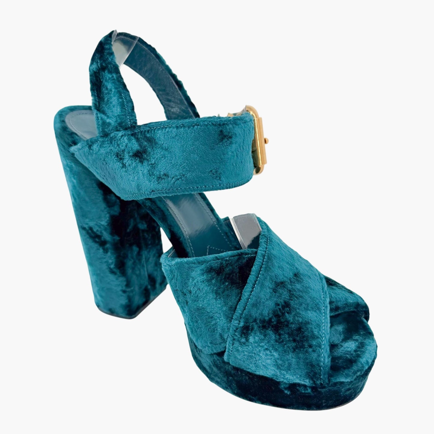 Prada Velvet Platform Sandals Blue Size 40