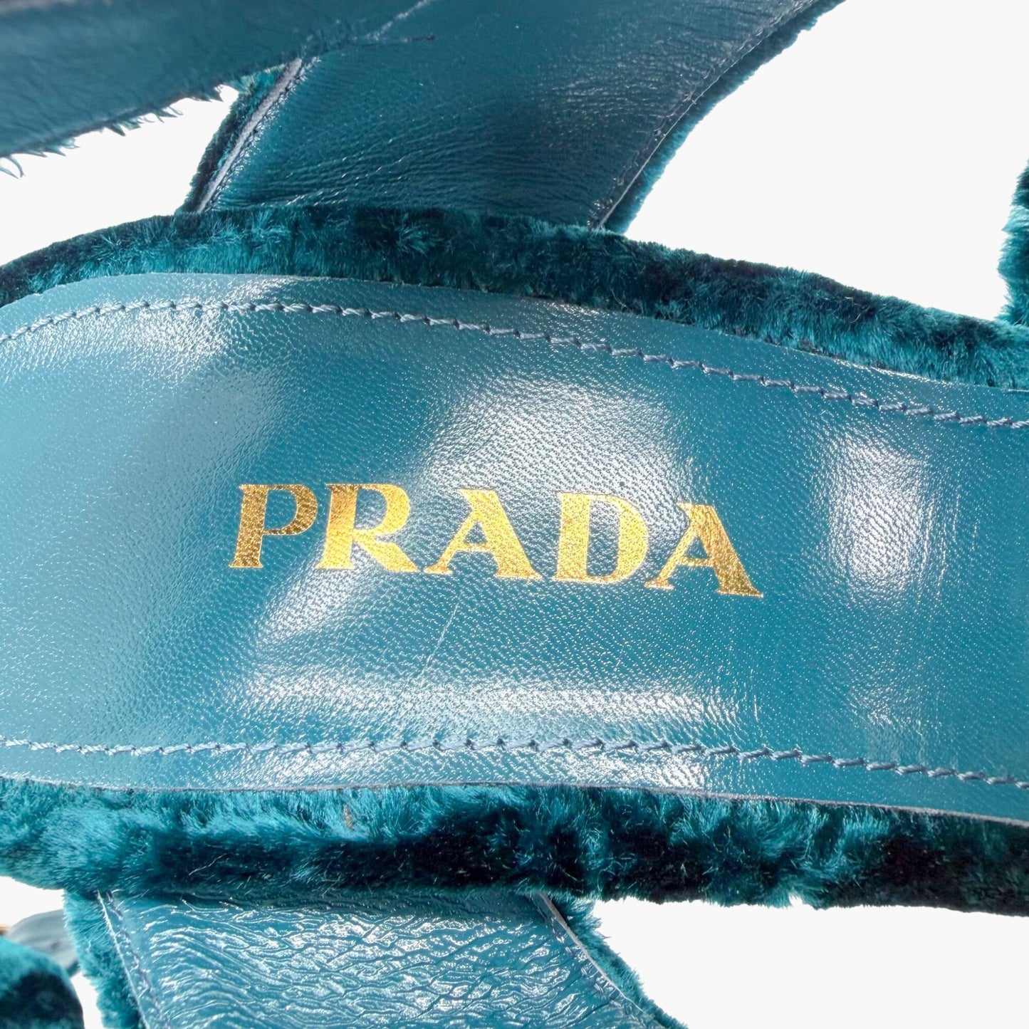 Prada Velvet Platform Sandals Blue Size 40