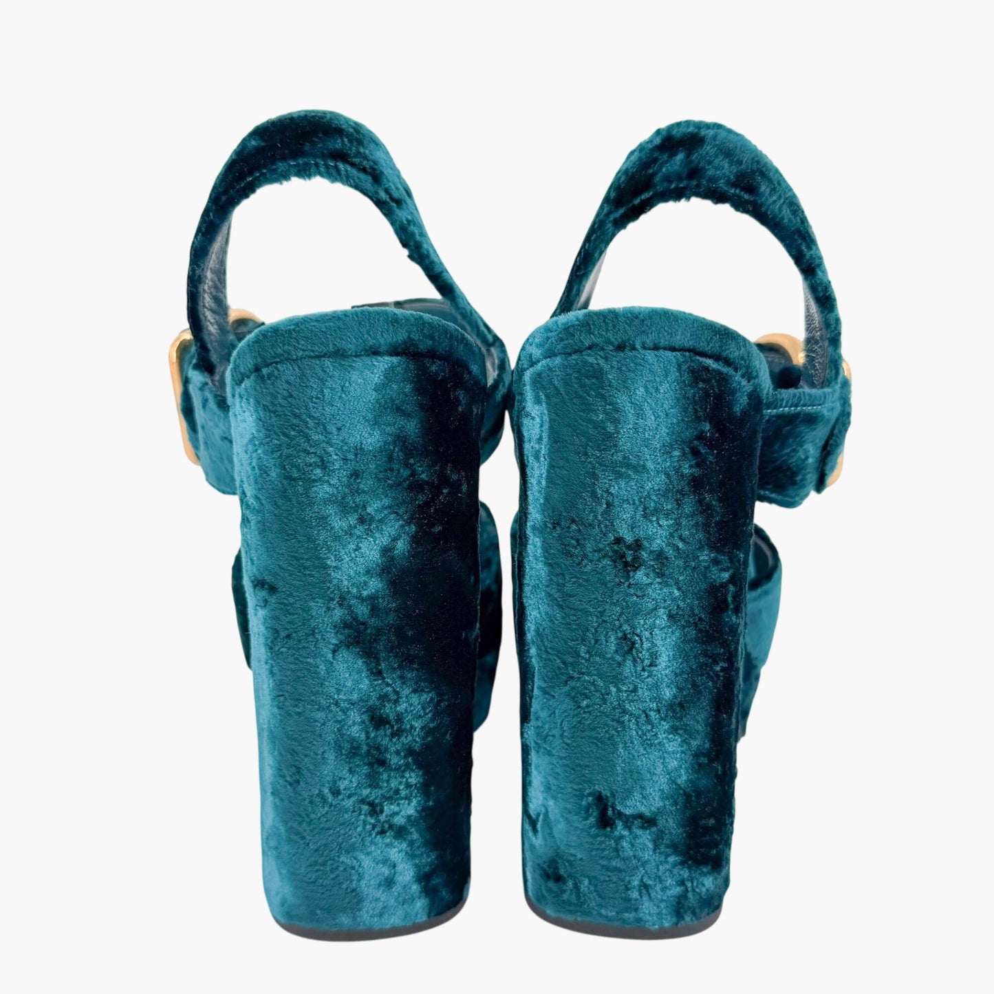 Prada Velvet Platform Sandals Blue Size 40