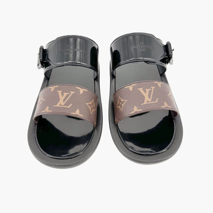 Louis Vuitton Sunbath Flat Mules in Brown Monogram Canvas & Black Rubber Size 40