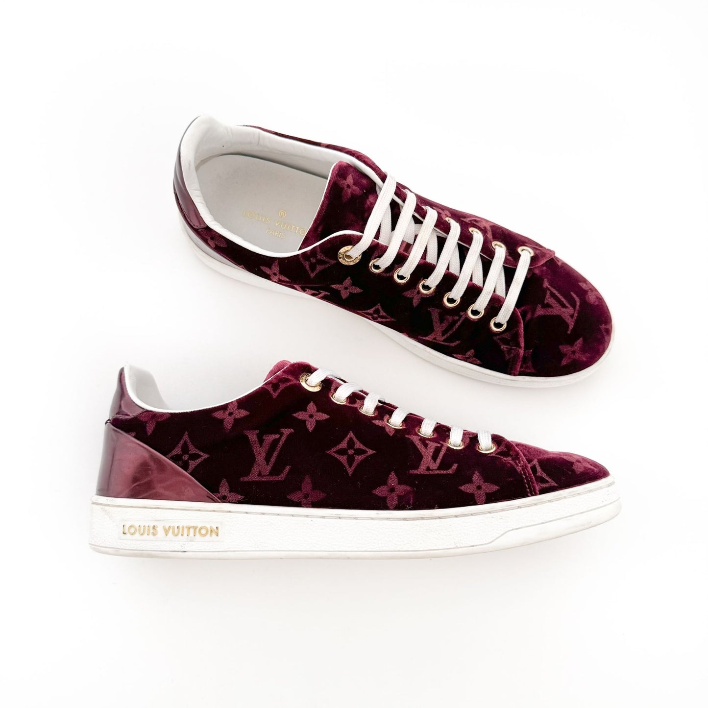 Louis Vuitton Frontrow Sneakers in Red Velvet Monogram Size 39