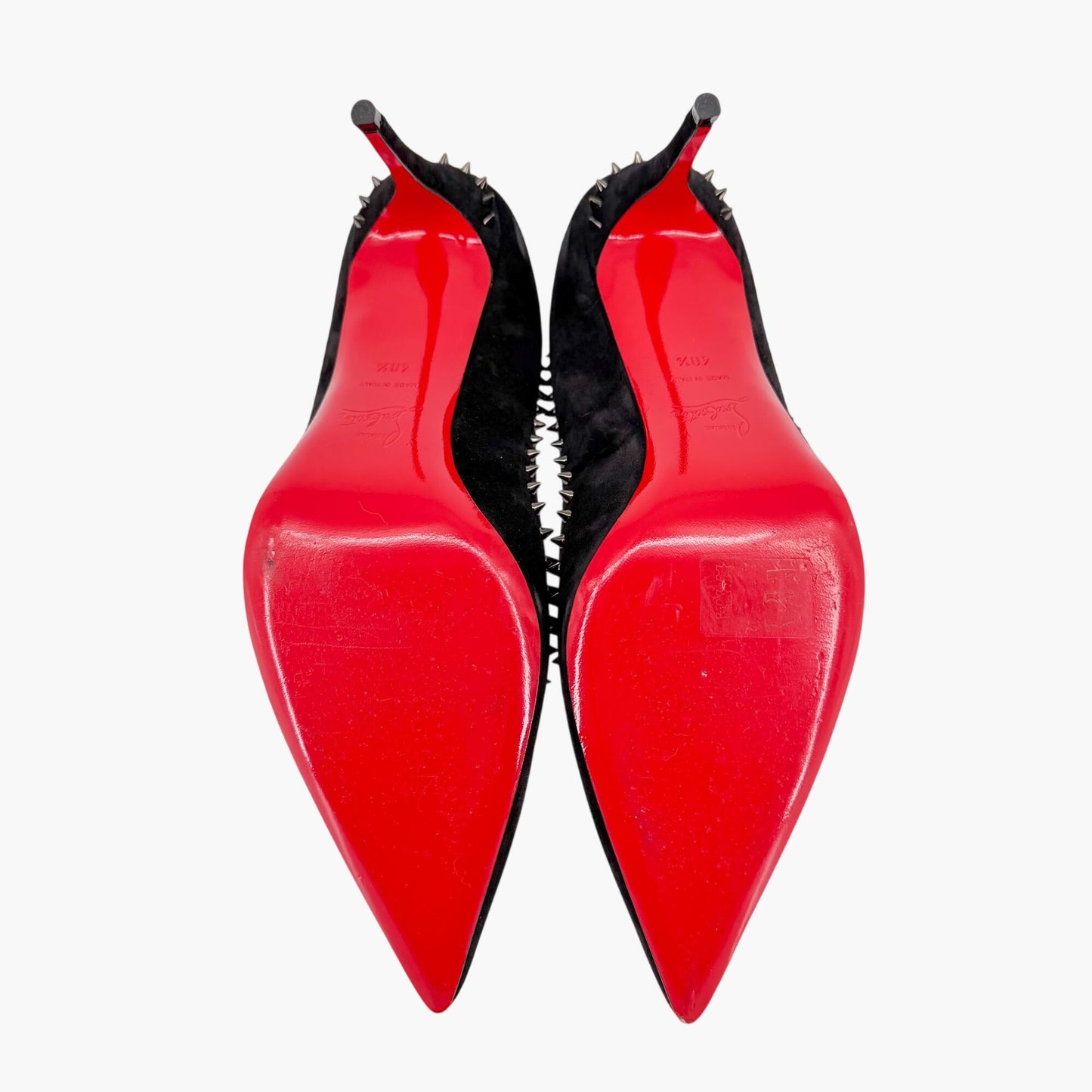 Christian Louboutin Anjalina 85 Spike Pumps Black Suede Size 40.5