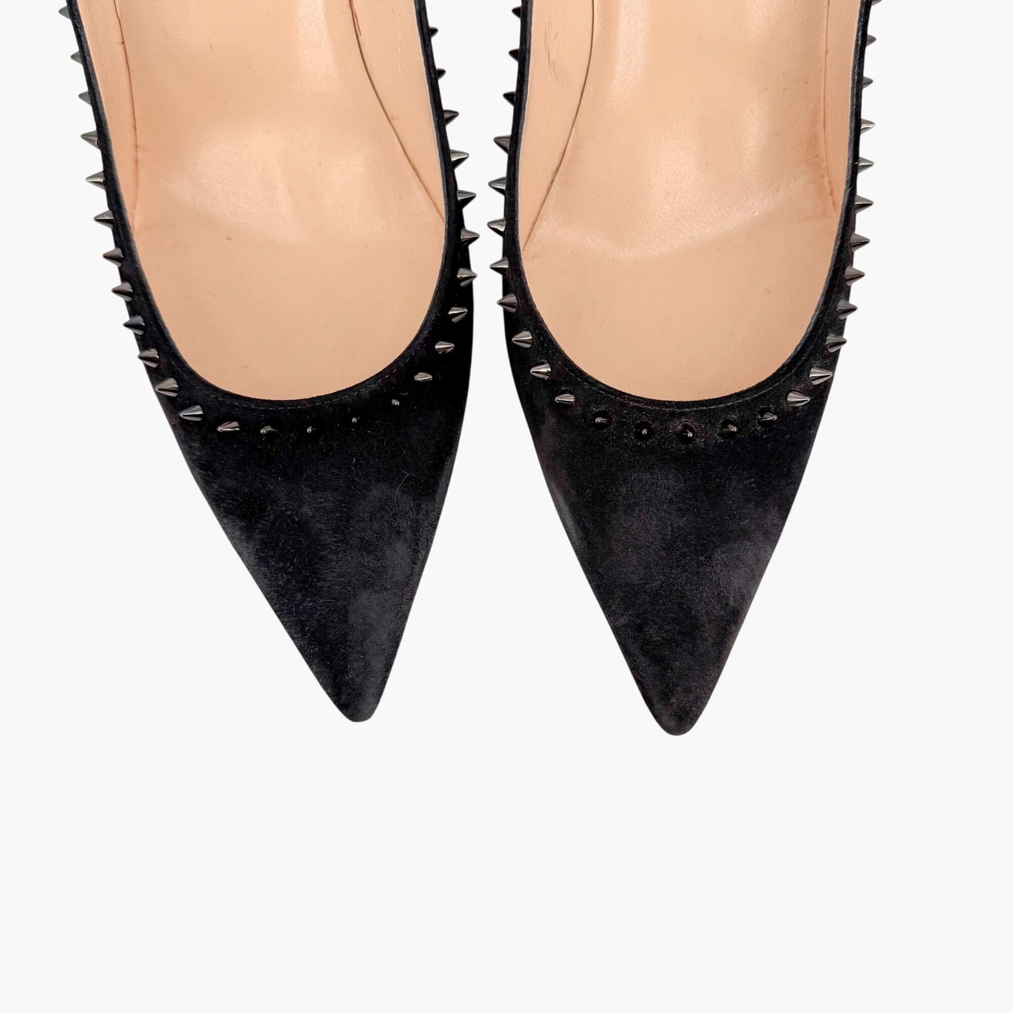 Christian Louboutin Anjalina 85 Spike Pumps Black Suede Size 40.5