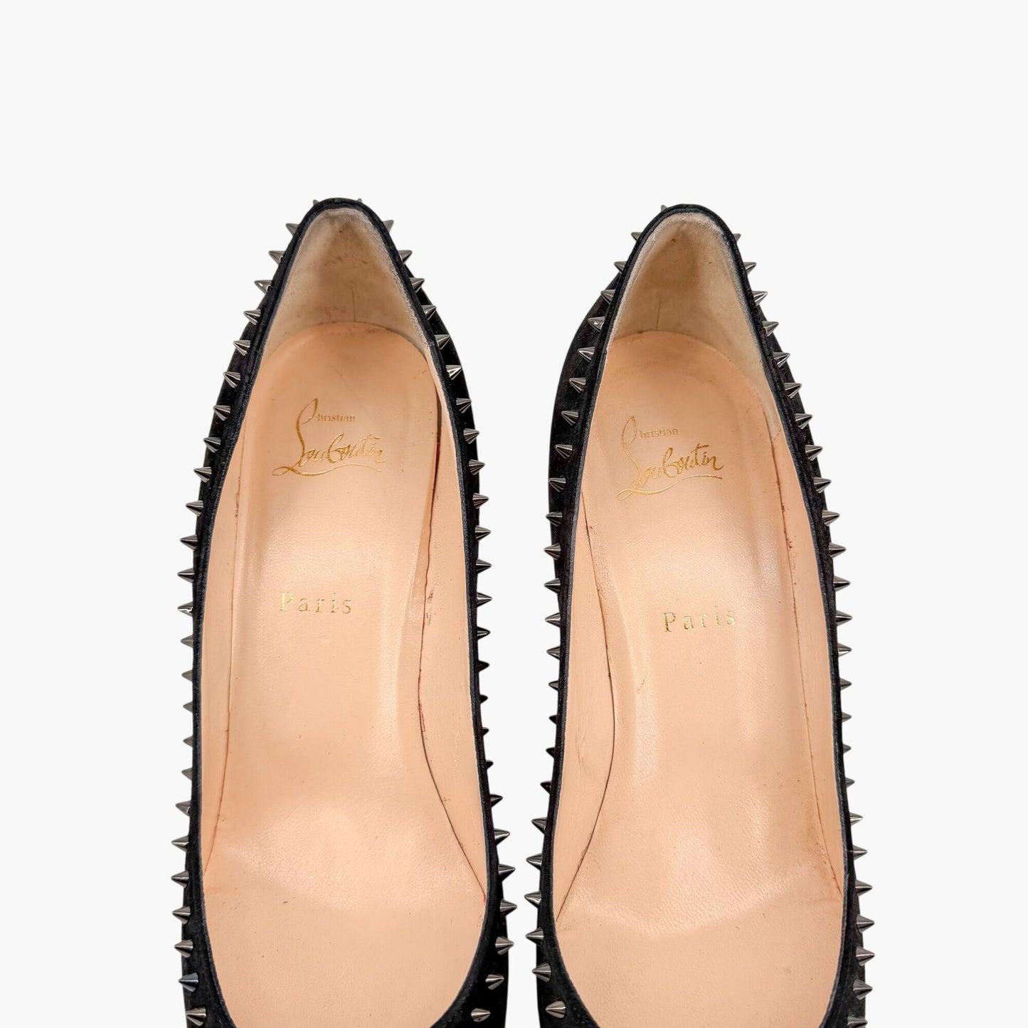 Christian Louboutin Anjalina 85 Spike Pumps Black Suede Size 40.5