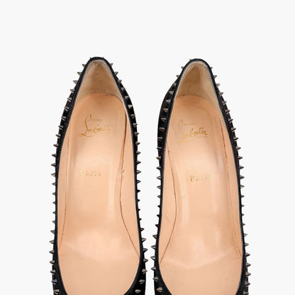 Christian Louboutin Anjalina 85 Spike Pumps Black Suede Size 40.5