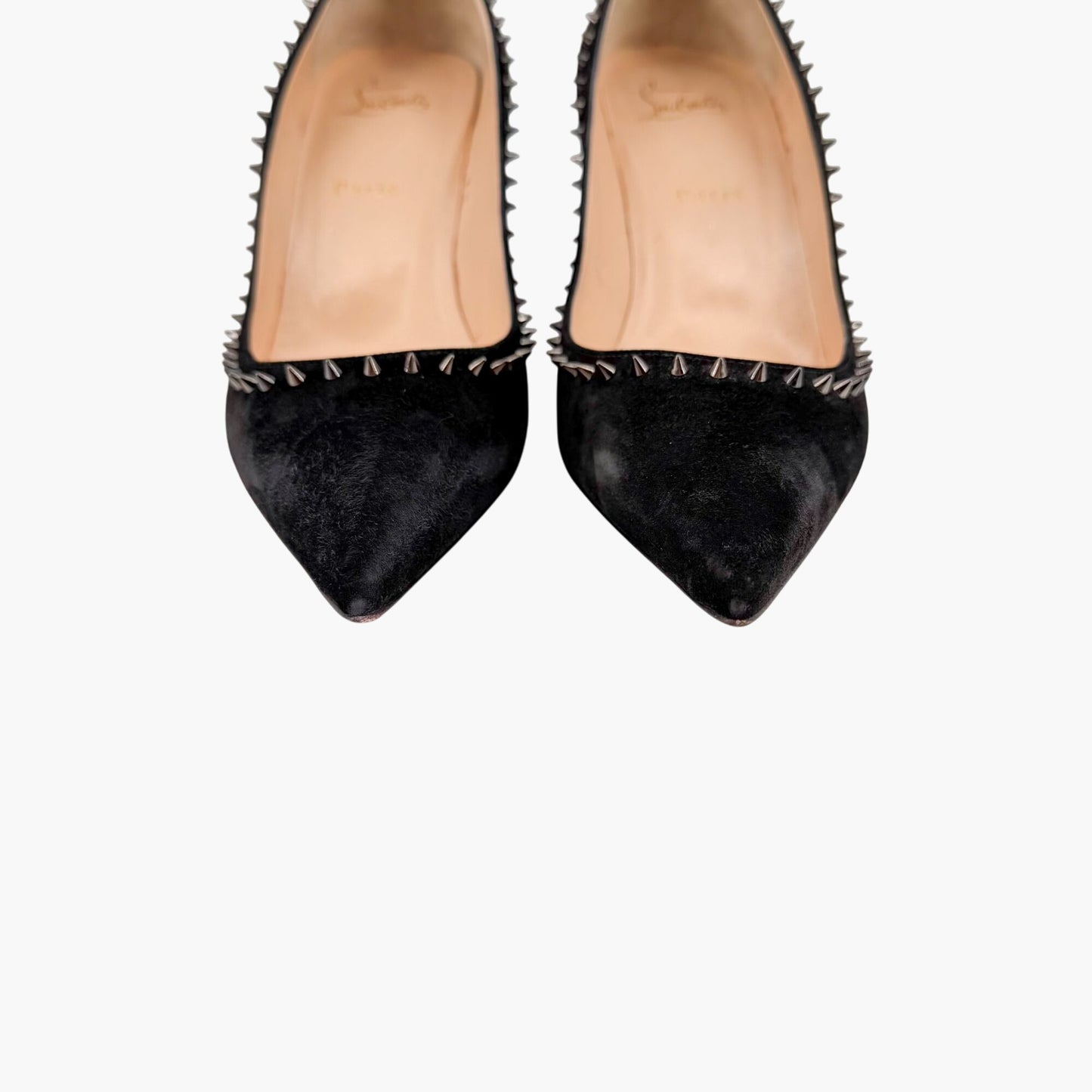 Christian Louboutin Anjalina 85 Spike Pumps Black Suede Size 40.5
