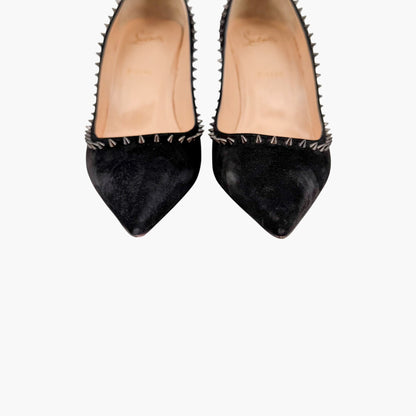 Christian Louboutin Anjalina 85 Spike Pumps Black Suede Size 40.5