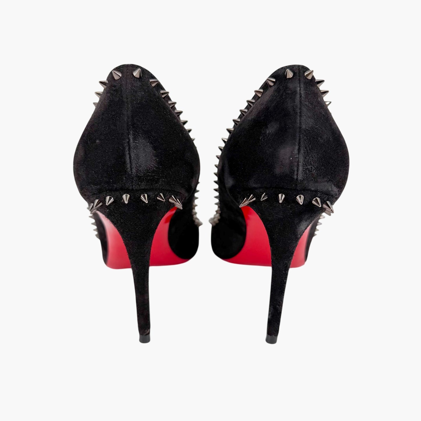 Christian Louboutin Anjalina 85 Spike Pumps Black Suede Size 40.5