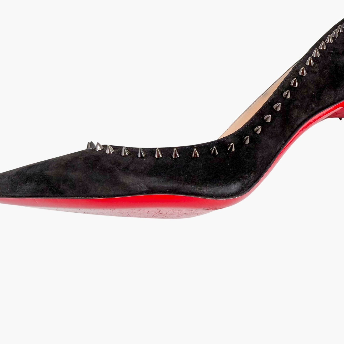 Christian Louboutin Anjalina 85 Spike Pumps Black Suede Size 40.5