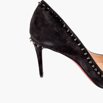 Christian Louboutin Anjalina 85 Spike Pumps Black Suede Size 40.5