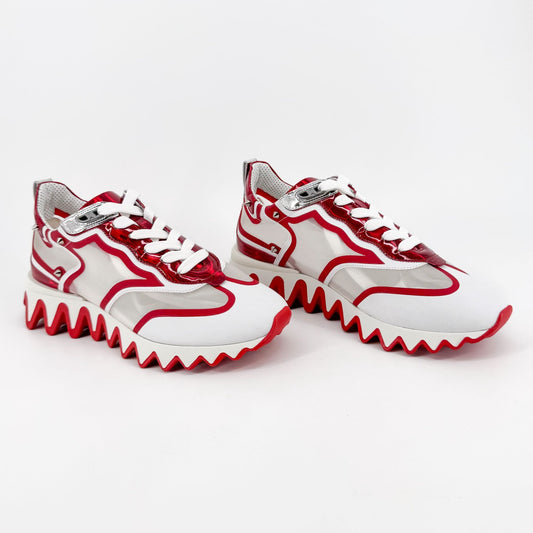 Christian Louboutin Sharkina White Red Spike Sneakers – Size 38.5