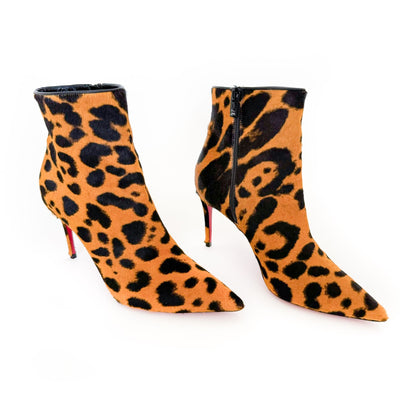 Christian Louboutin So Kate Booty 85 in Spicy Leopard Pony Hair Size 37.5