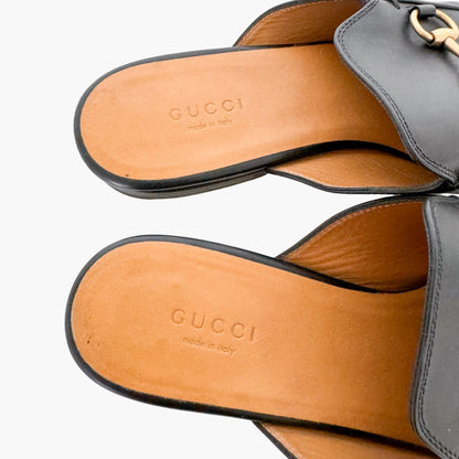 Gucci Princetown Horsebit Mule in Black Leather Size 38.5