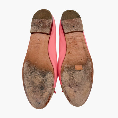 Chanel Pink & Gold CC Cap Toe Leather Ballet Flats Size 39